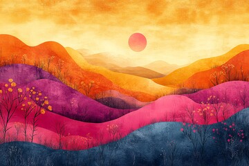 温暖色彩抽象画