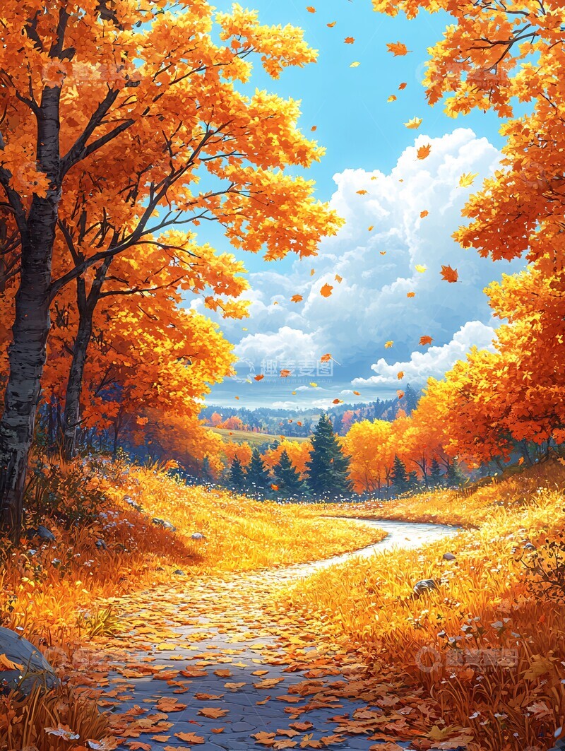 高清大图下载【趣麦麦图】秋日森林小河