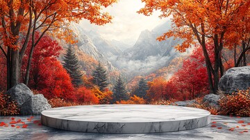 枫叶飘舞大理石台