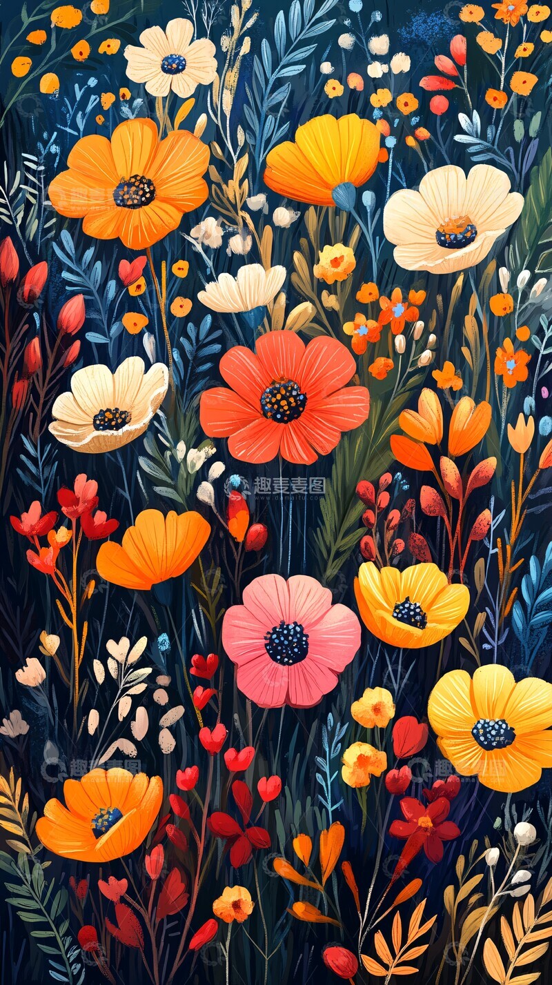 高清大图下载【趣麦麦图】马蒂斯风格花卉画1