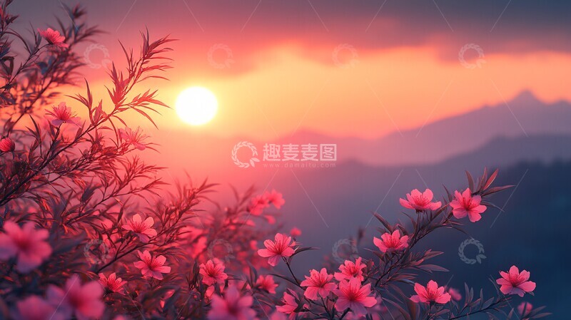 高清大图下载【趣麦麦图】昆仑山秋季夕阳1