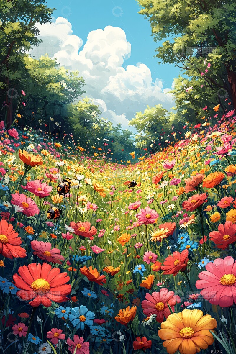 高清大图下载【趣麦麦图】-花园中的小矮人