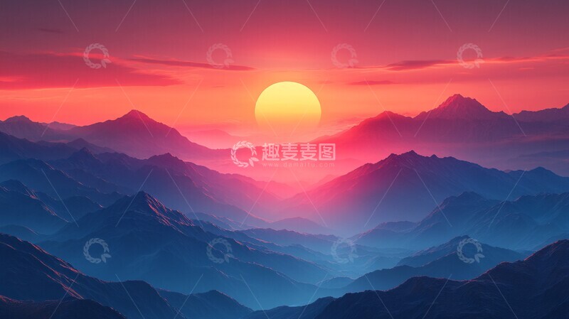 高清大图下载【趣麦麦图】昆仑山秋季夕阳