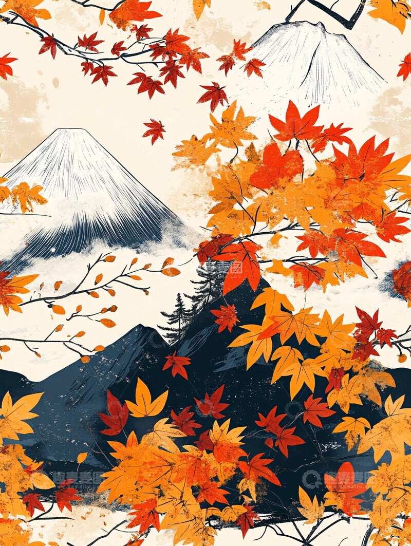 高清大图下载【趣麦麦图】秋叶富士秋叶富士红叶