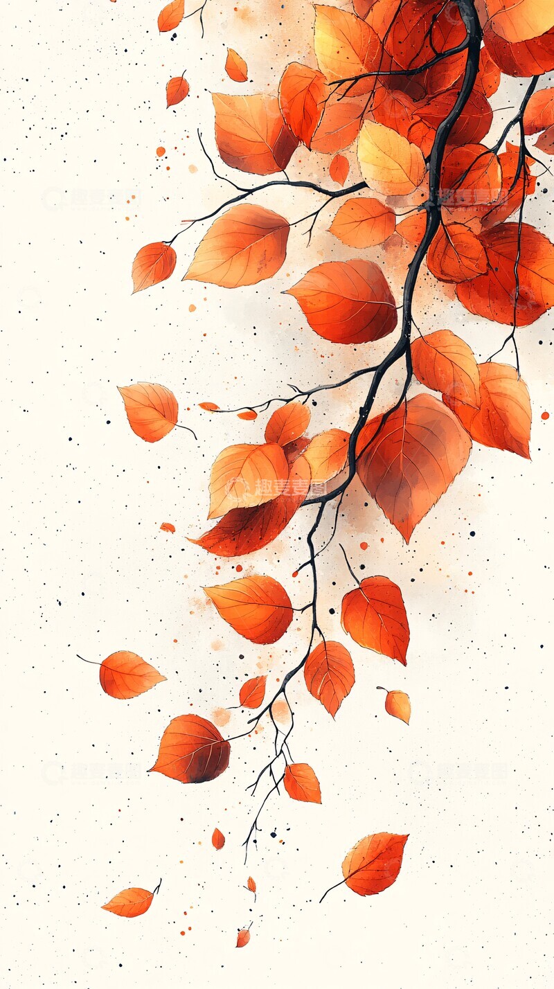 高清大图下载【趣麦麦图】秋叶散落秋叶散落橙色1