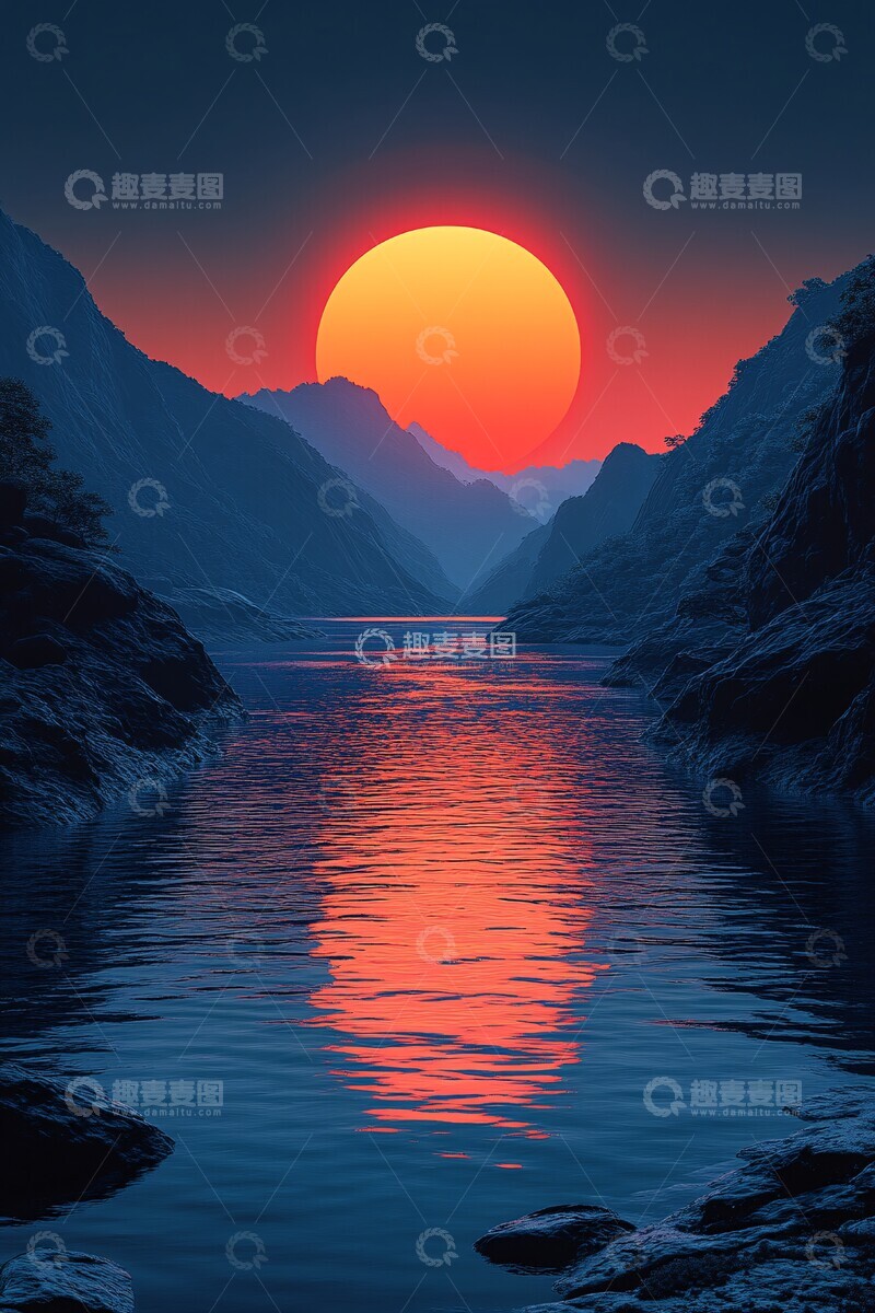 高清大图下载【趣麦麦图】日落简约设计1