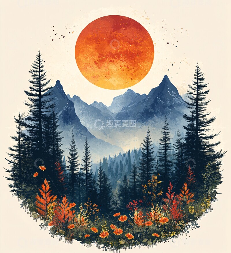 高清大图下载【趣麦麦图】秋日森林插画1