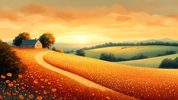 光影田野田野色彩卡通