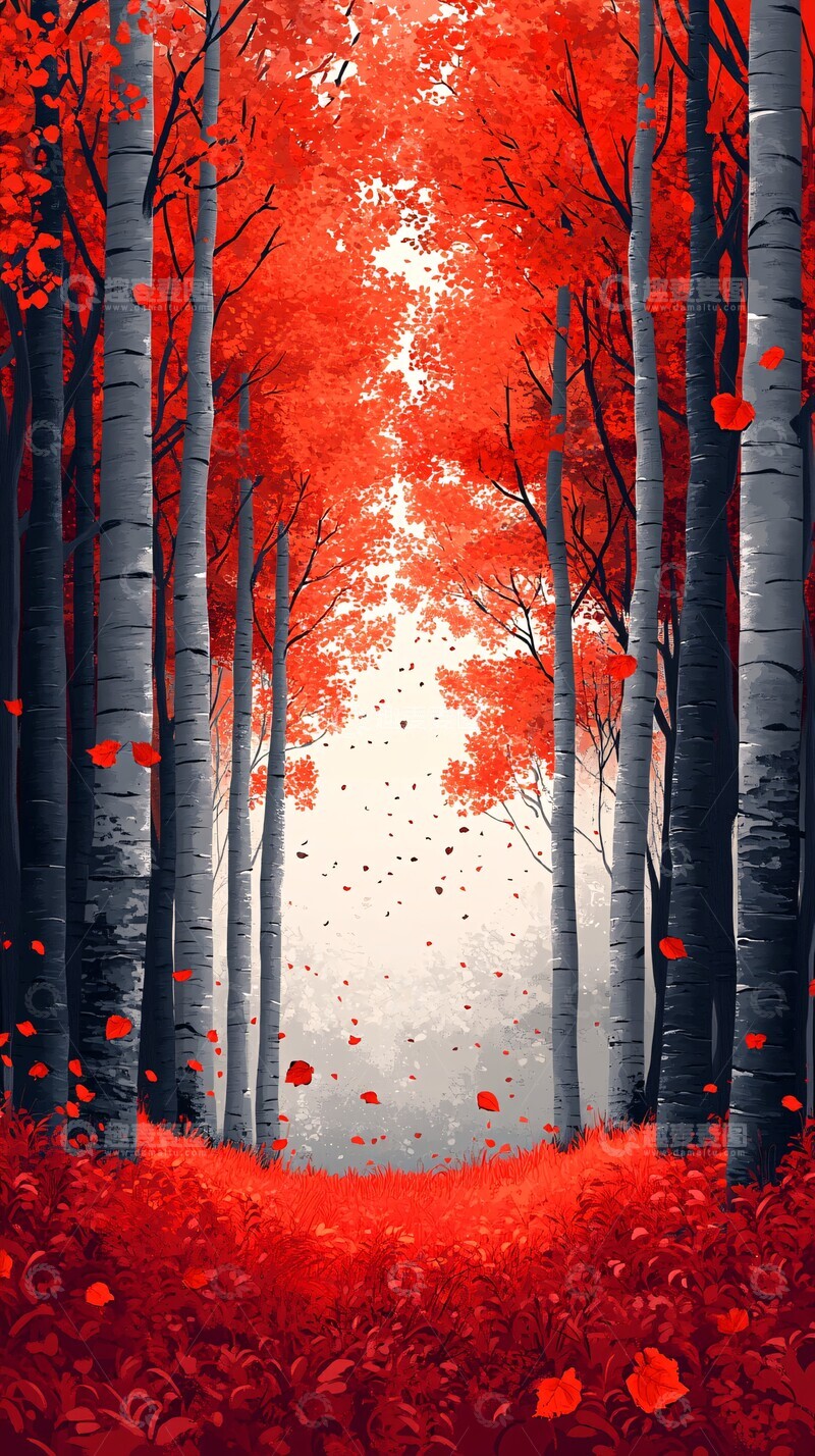 高清大图下载【趣麦麦图】森林橙色背景图