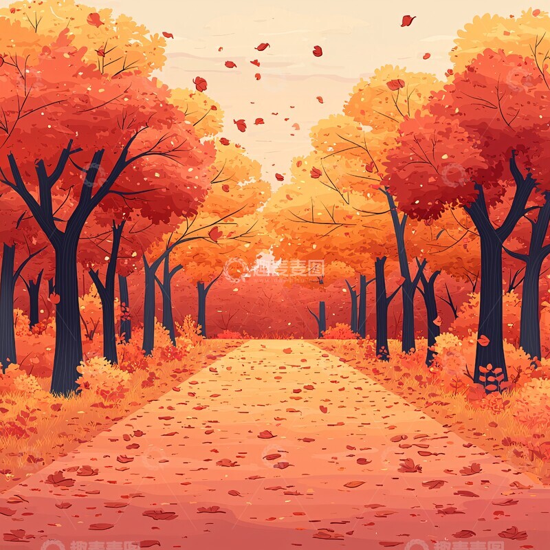 高清大图下载【趣麦麦图】温暖森林卡通背景