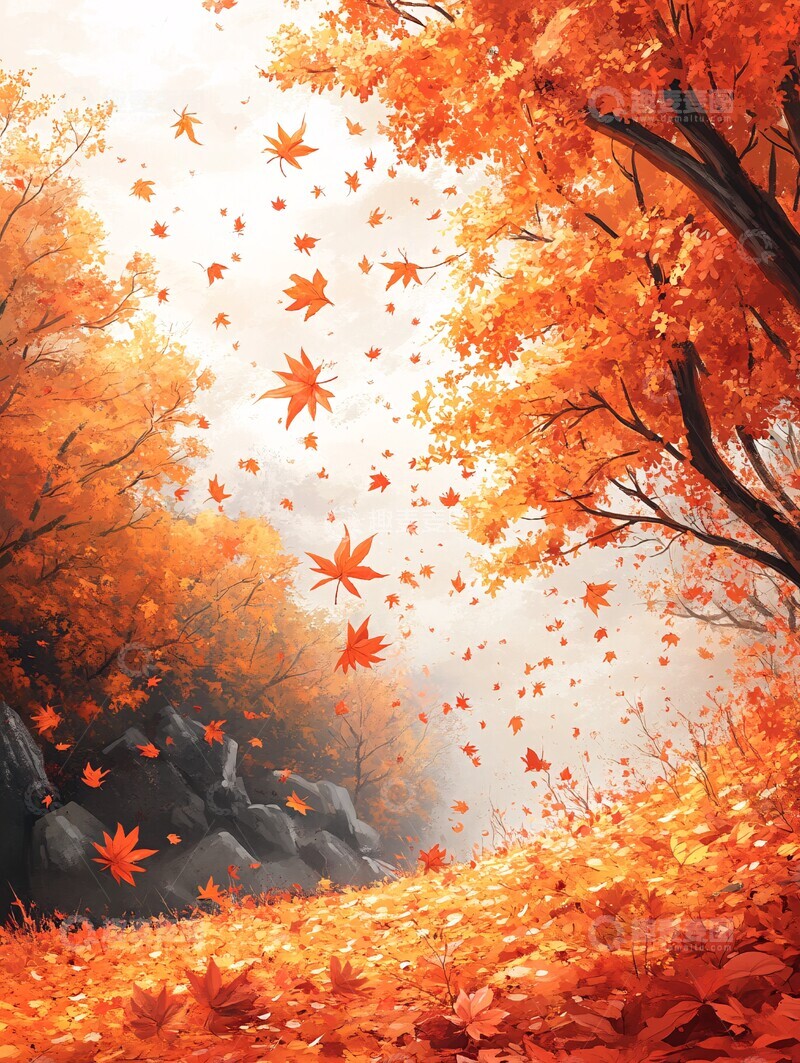 高清大图下载【趣麦麦图】枫叶落地堆积1