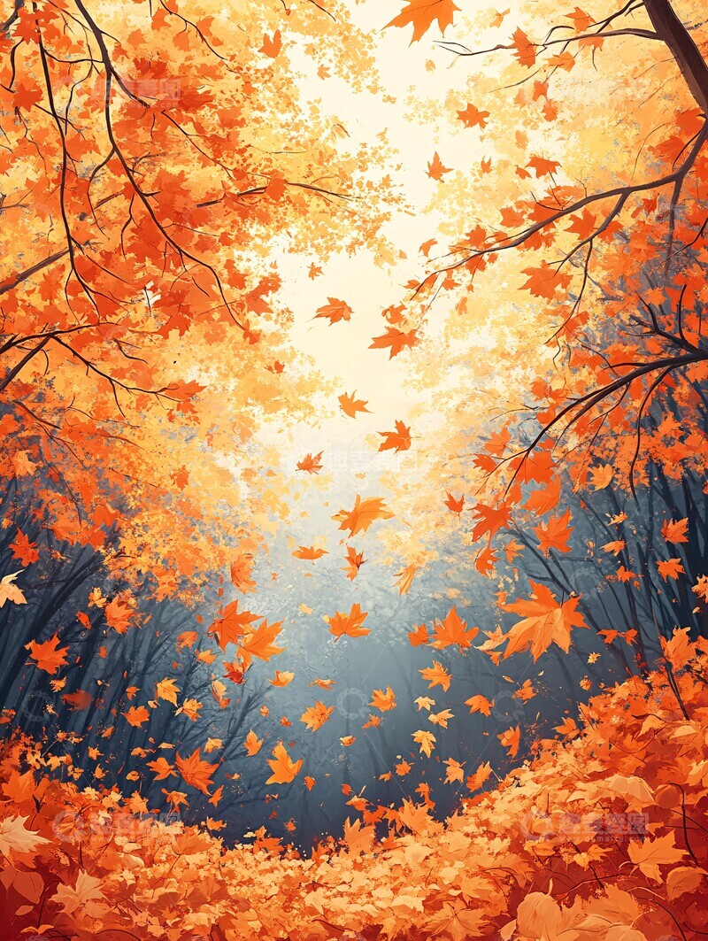高清大图下载【趣麦麦图】枫叶落地堆积