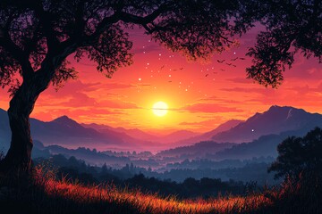 日出树林日出树林自然1