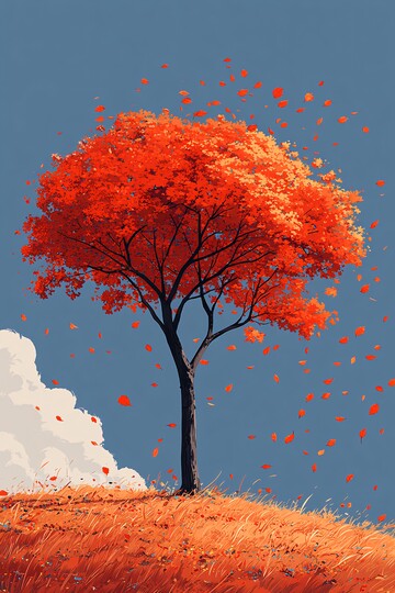 枫树蓝天秋叶落1