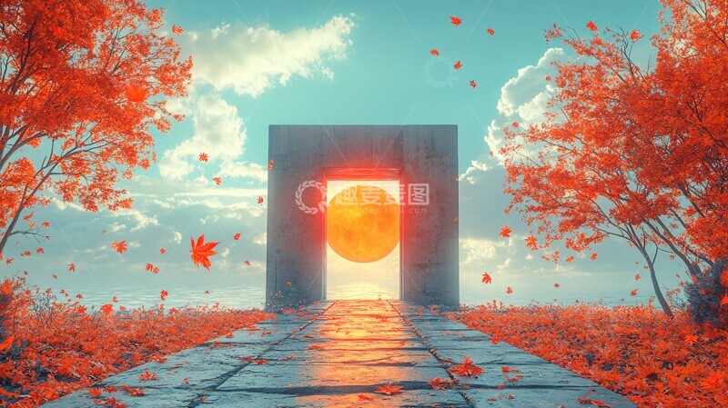 高清大图下载【趣麦麦图】秋日橙阳秋日橙阳浮叶