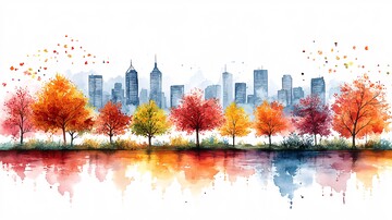 四季变换水彩背景1