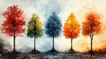 四季变换水彩背景