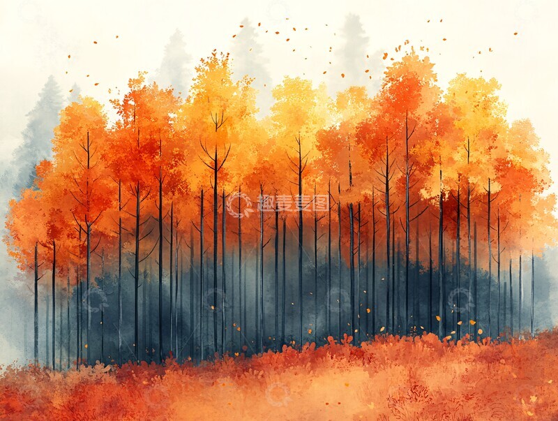 高清大图下载【趣麦麦图】森林中的橙黄色彩