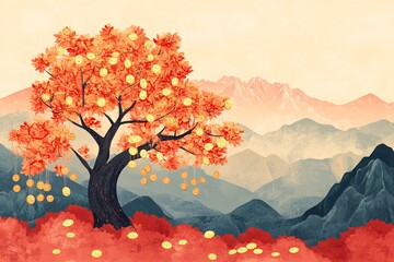 金色招财树新年