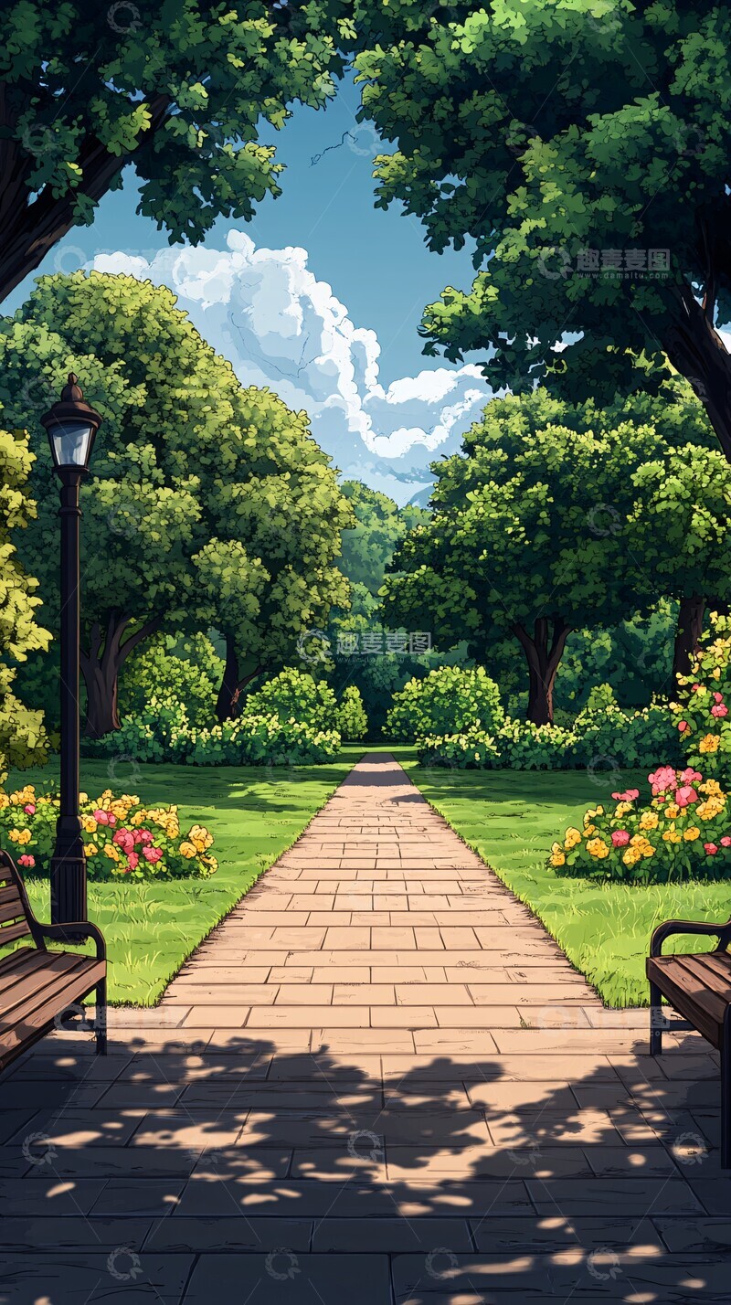 高清大图下载【趣麦麦图】公园长椅背景1