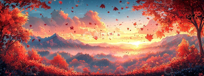 高清大图下载【趣麦麦图】秋叶飞舞山林间2