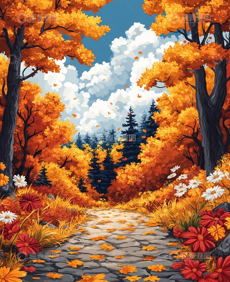 高清大图下载【趣麦麦图】秋日森林儿童背景