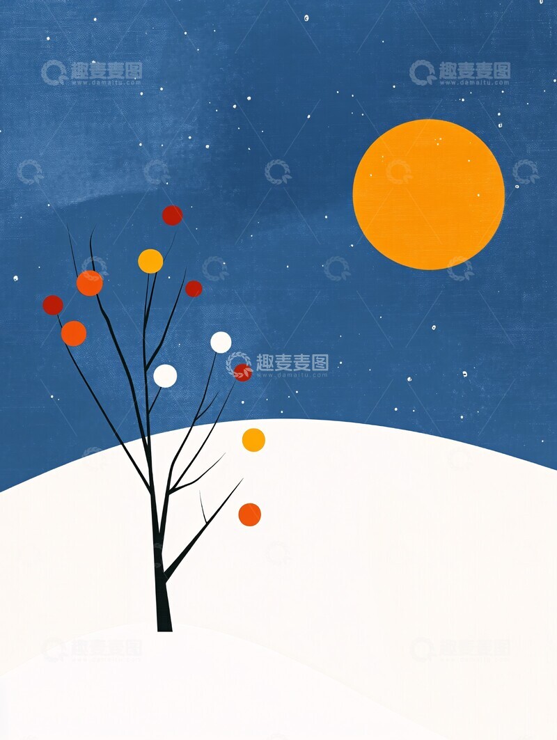 高清大图下载【趣麦麦图】冬日简约风景1