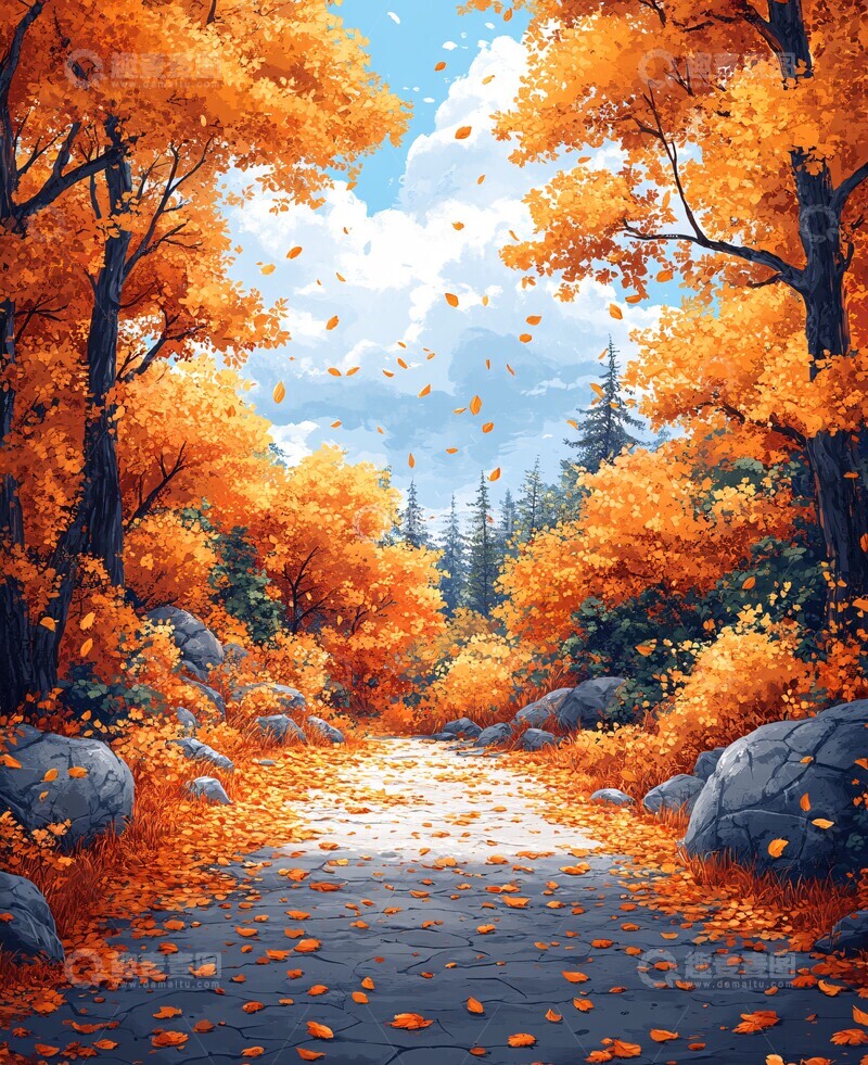 高清大图下载【趣麦麦图】秋日森林儿童背景2