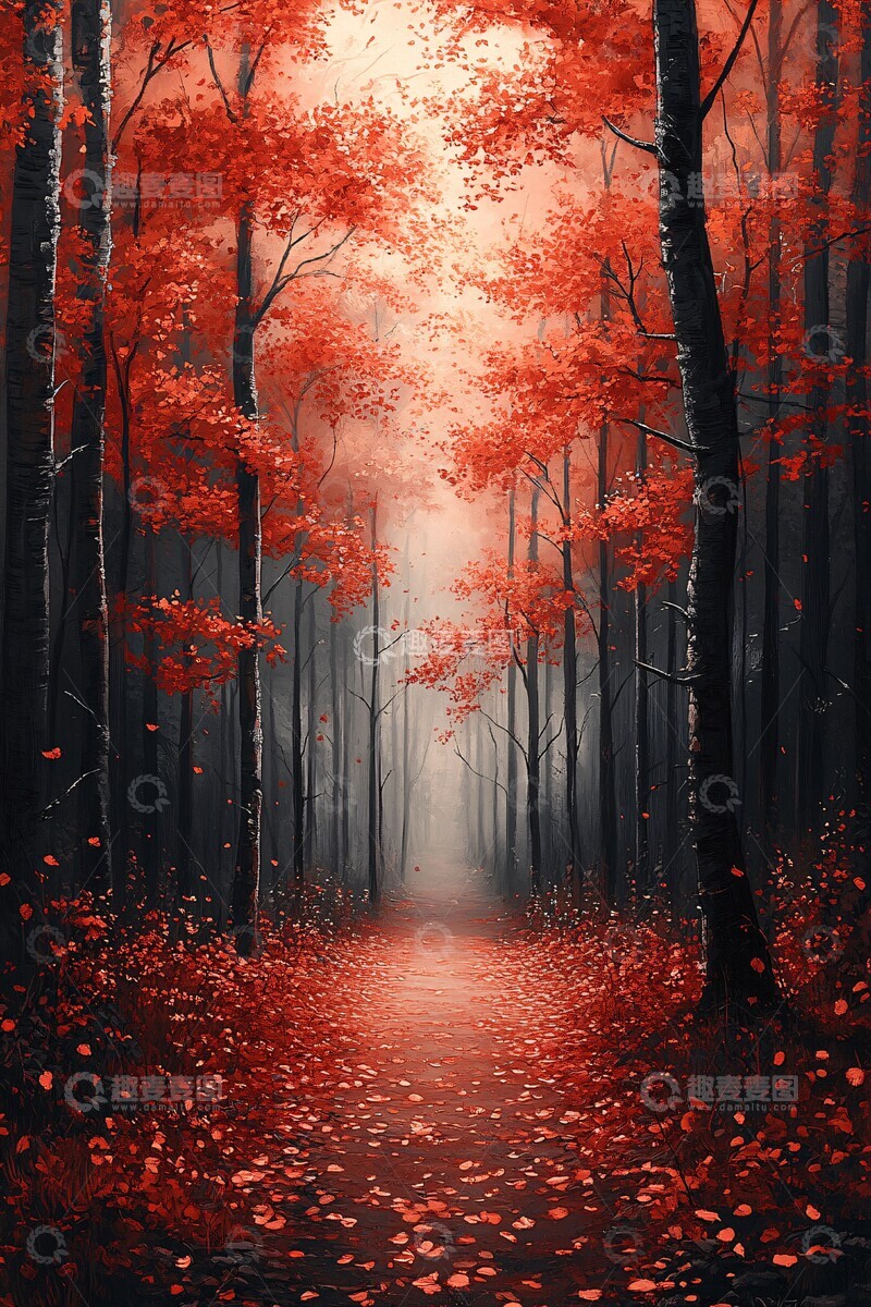 高清大图下载【趣麦麦图】秋林花影三维深度细腻1