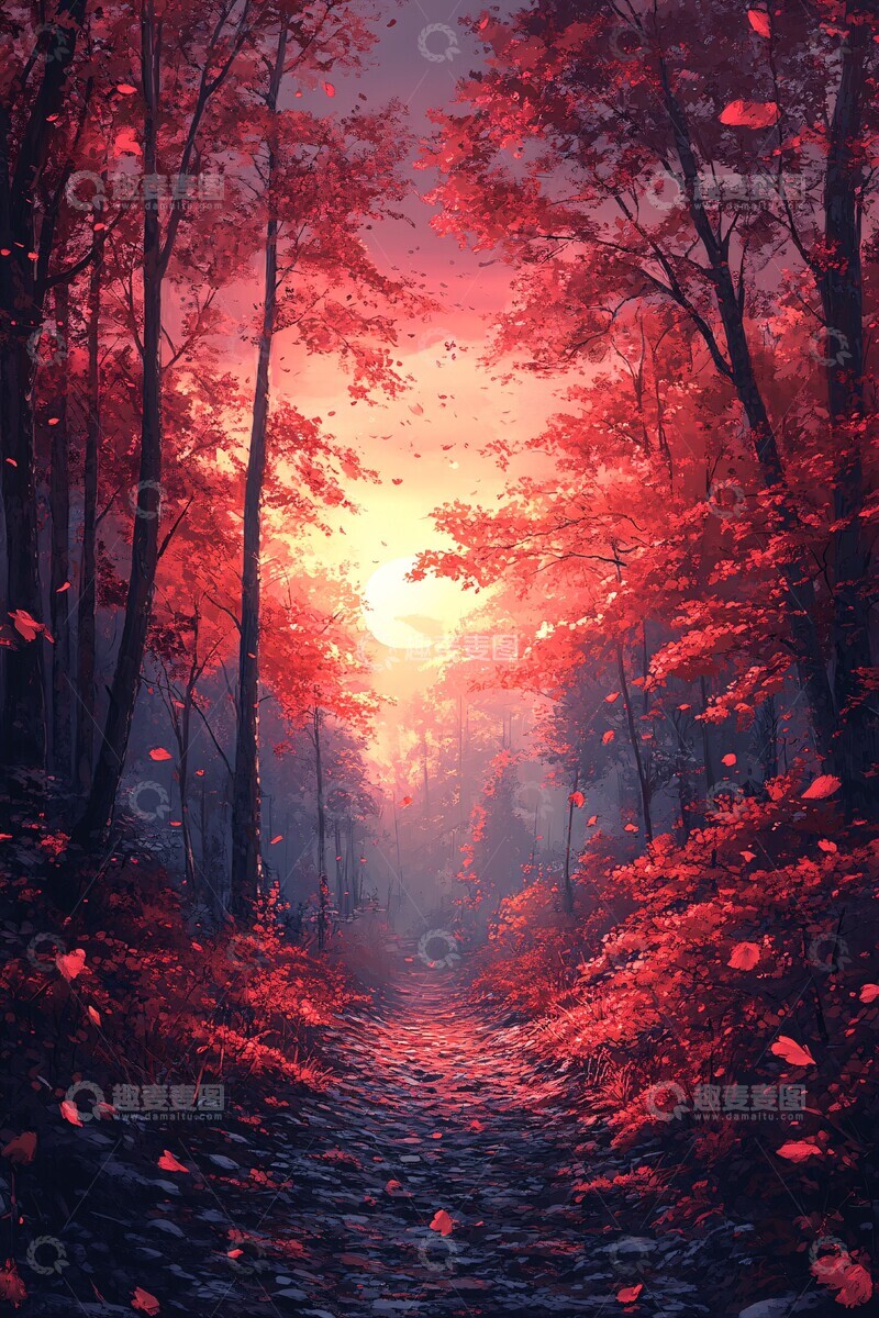 高清大图下载【趣麦麦图】秋林花影三维深度细腻