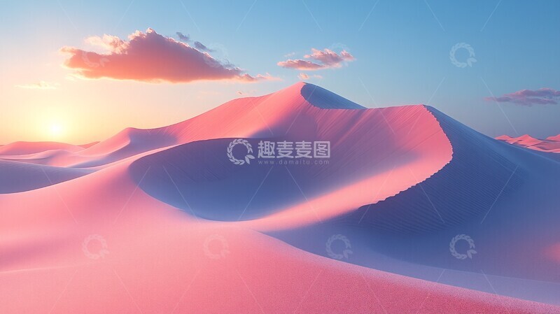 高清大图下载【趣麦麦图】粉色沙丘天空