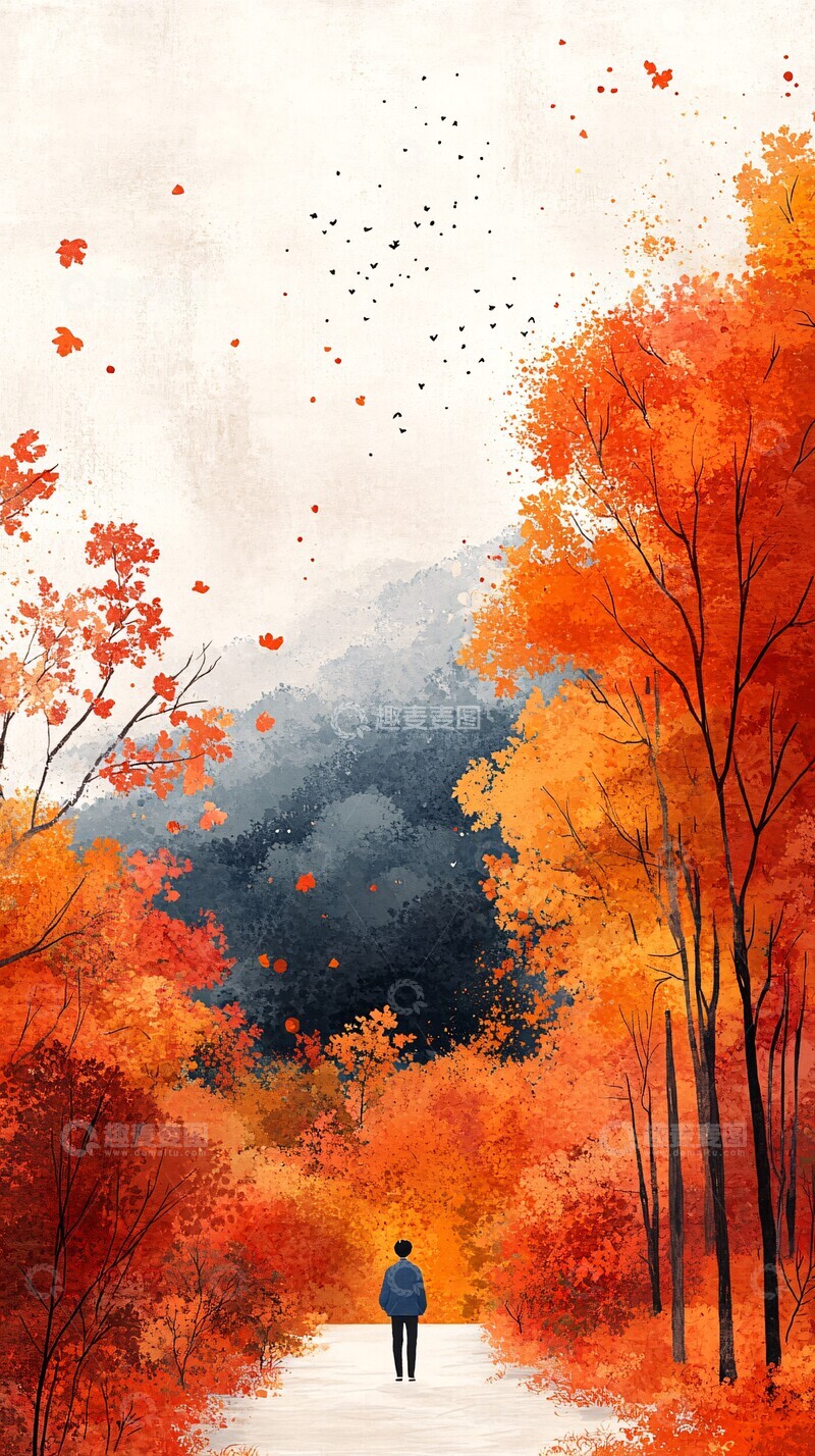 高清大图下载【趣麦麦图】秋色简约插画
