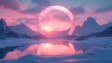 镜面圆门太空沙漠