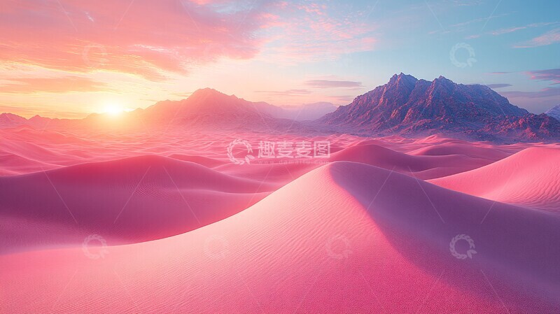 高清大图下载【趣麦麦图】粉彩沙漠光影1