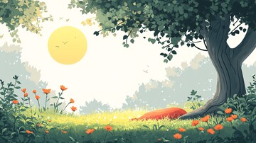 树下草地草地花园背景1