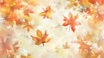 秋叶旅行水彩画