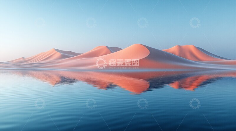 高清大图下载【趣麦麦图】沙漠清晨水波纹1