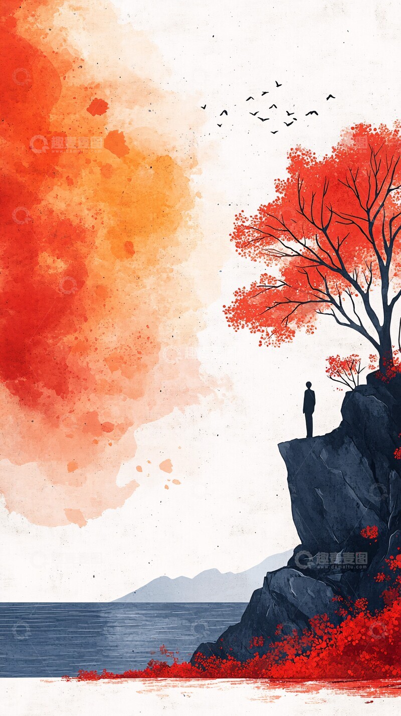 高清大图下载【趣麦麦图】秋色简约插画1