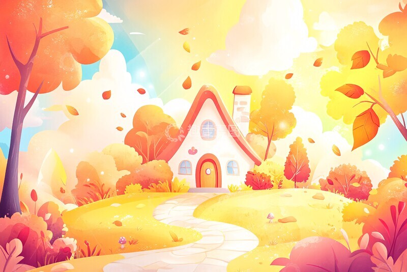 高清大图下载【趣麦麦图】秋日花园小屋1
