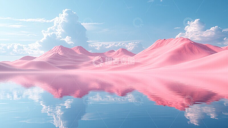 高清大图下载【趣麦麦图】粉色沙漠水景1