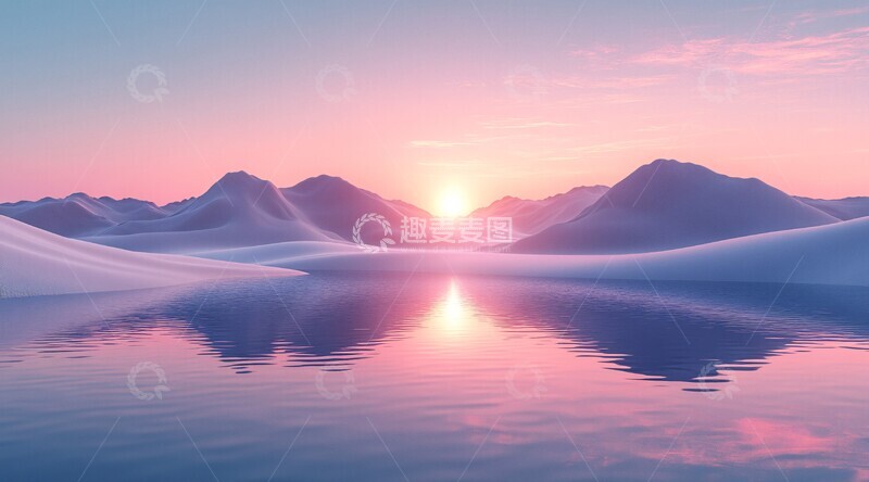 高清大图下载【趣麦麦图】柔光沙漠倒影1