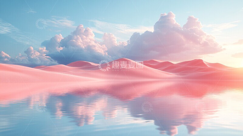 高清大图下载【趣麦麦图】粉色沙漠水景2