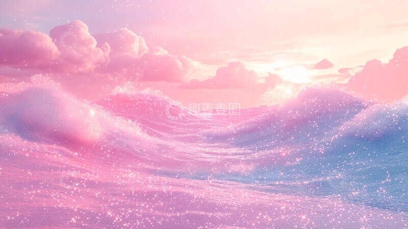 高清大图下载【趣麦麦图】粉蓝沙丘与水3