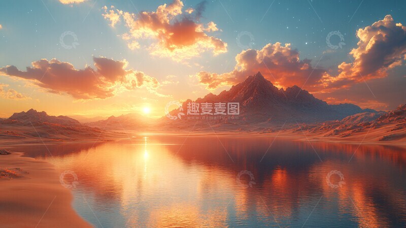 高清大图下载【趣麦麦图】彩色天空与沙漠1