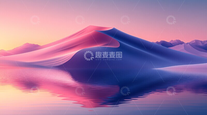 高清大图下载【趣麦麦图】柔光沙漠倒影