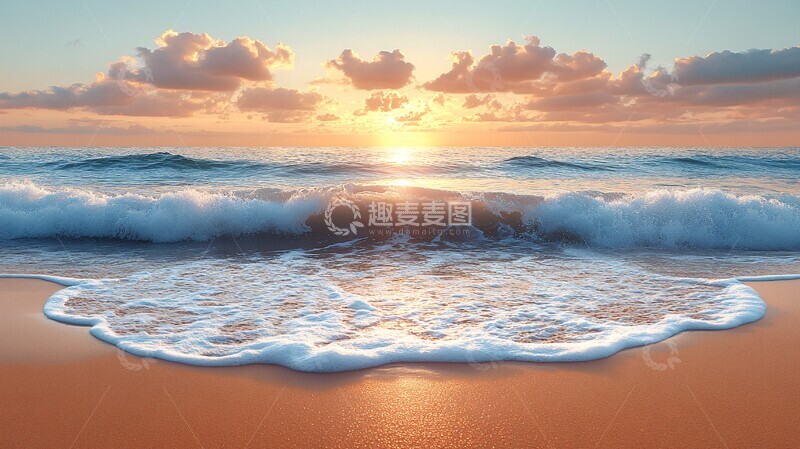 高清大图下载【趣麦麦图】沙滩波浪渐进图3