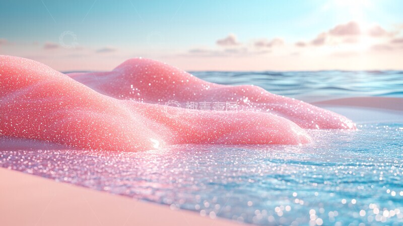 高清大图下载【趣麦麦图】粉蓝沙丘与水2