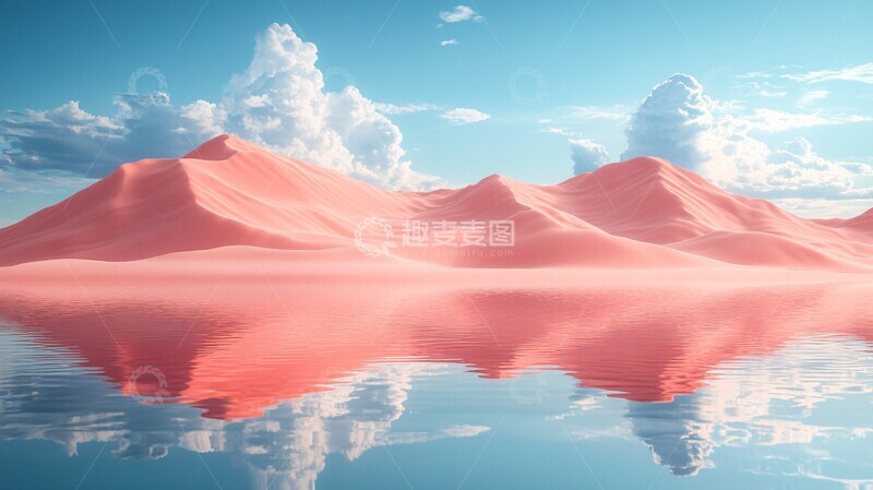 高清大图下载【趣麦麦图】粉色沙漠水景