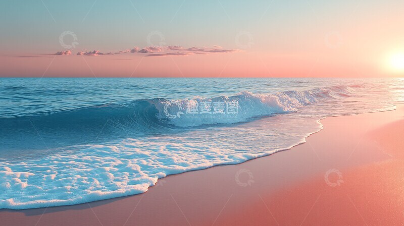 高清大图下载【趣麦麦图】沙滩波浪渐进图2