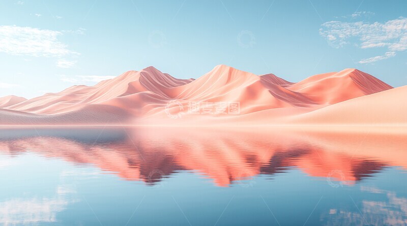 高清大图下载【趣麦麦图】湖面沙丘倒影2